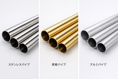 ステンレス・真鍮・アルミパイプ｜薄肉〜厚肉フルラインナップ（建材・内装・什器製作用）